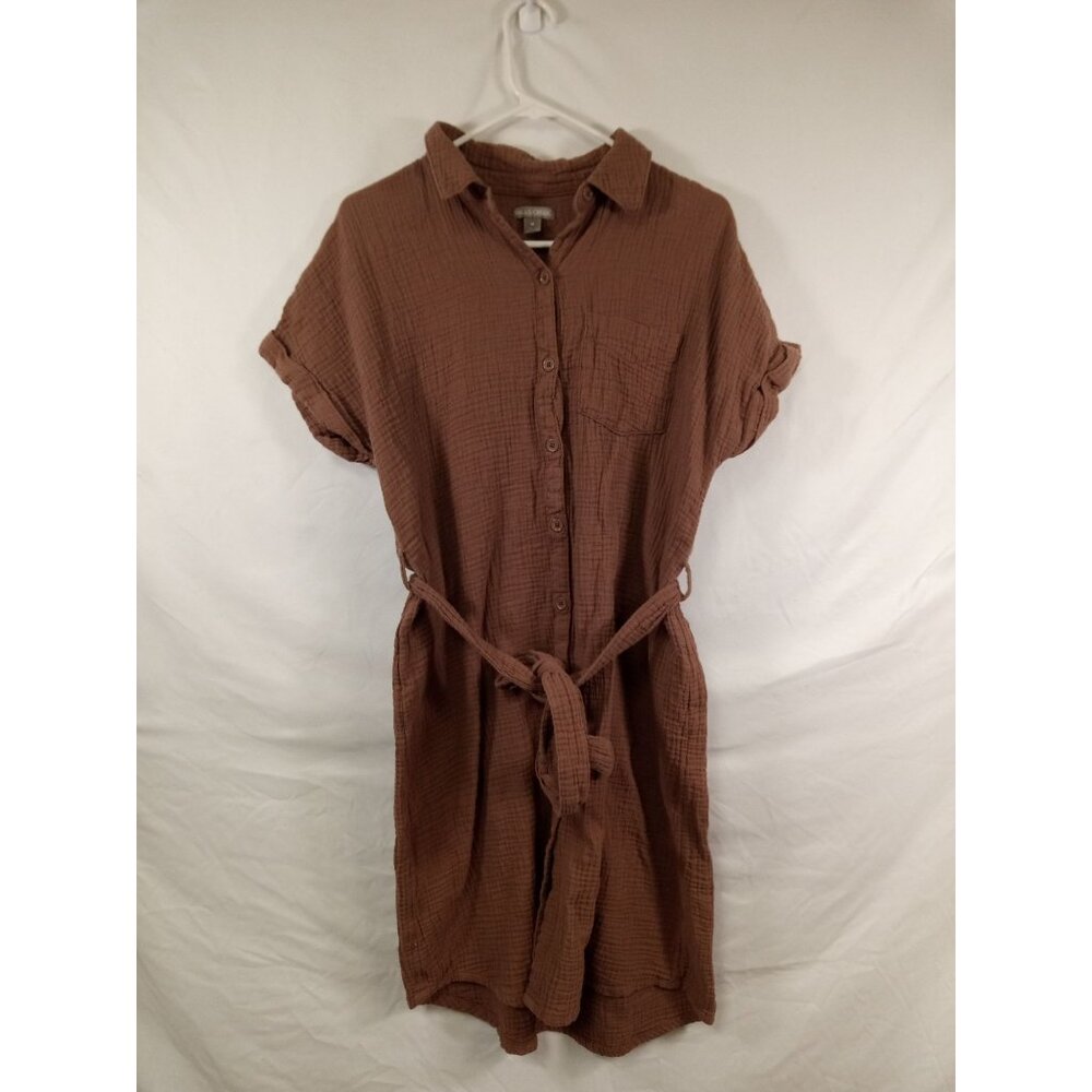 Falls Creek Rust Brown Button-Front Midi Shirt Dress